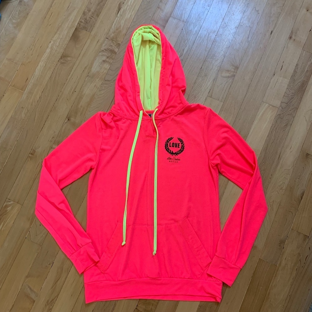LOVE Los Cabos Mexico Neon Pink Light Weight Hoodie Small